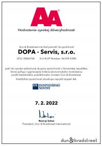 Certifikát Dun & Bradstreet